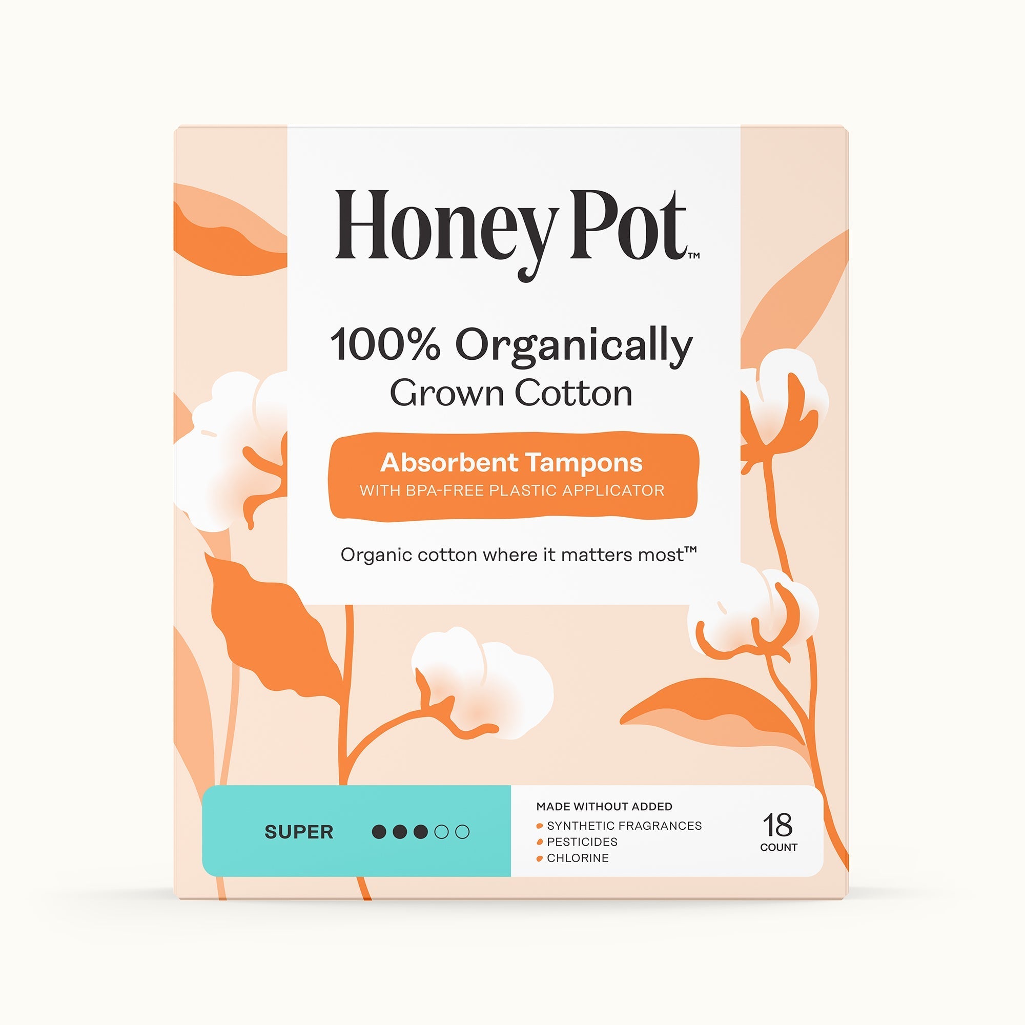 Super 100% Organically Grown Cotton BPA Free Plastic Applicator Tampons