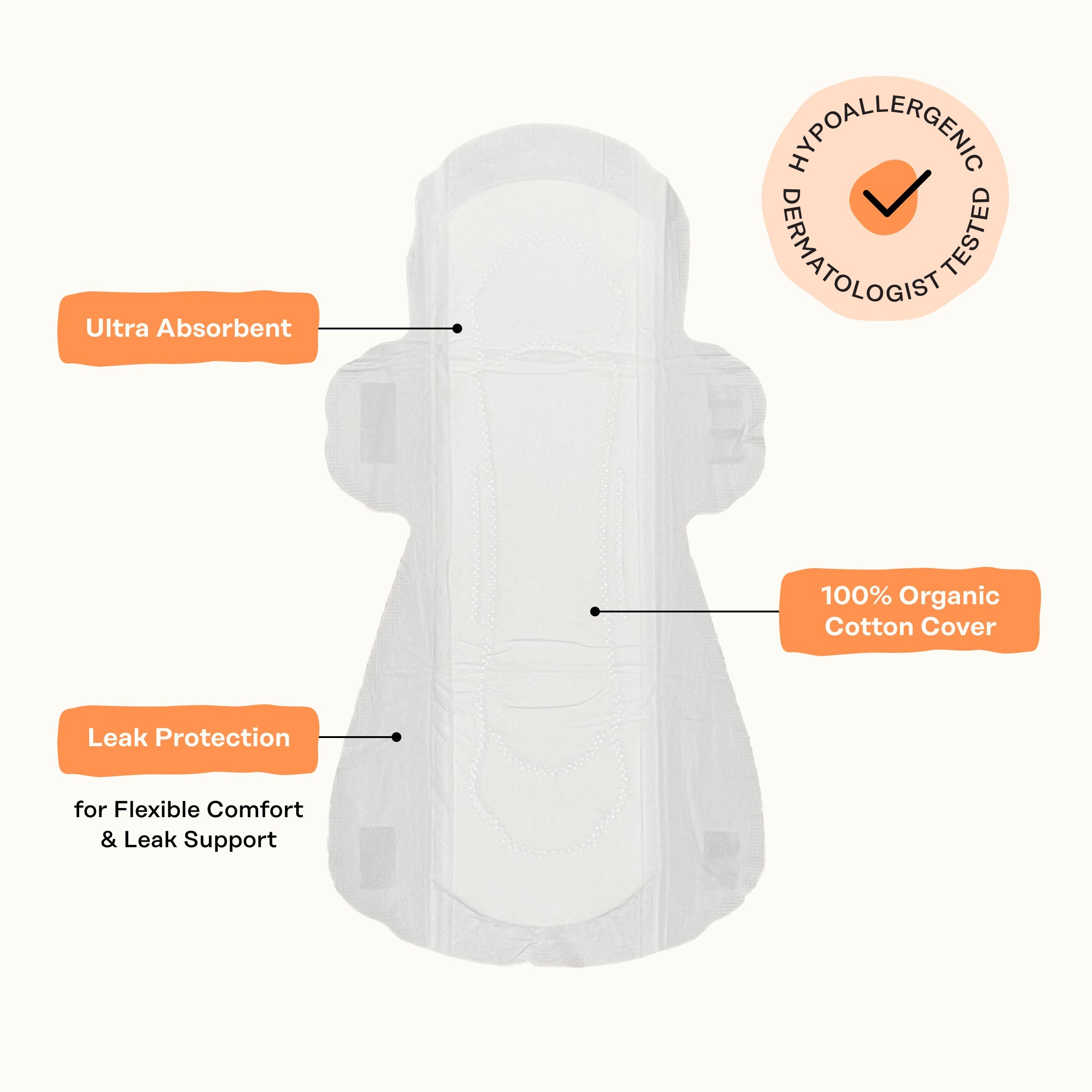 Incontinence 100% Organic Cotton Comfort Cover Daytime Pads