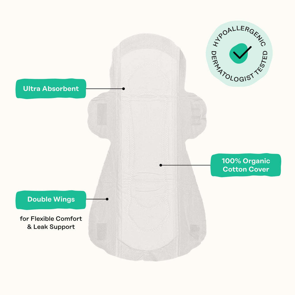 Incontinence Cooling Herbal Infusion 100% Organic Cotton Cover Daytime Pads