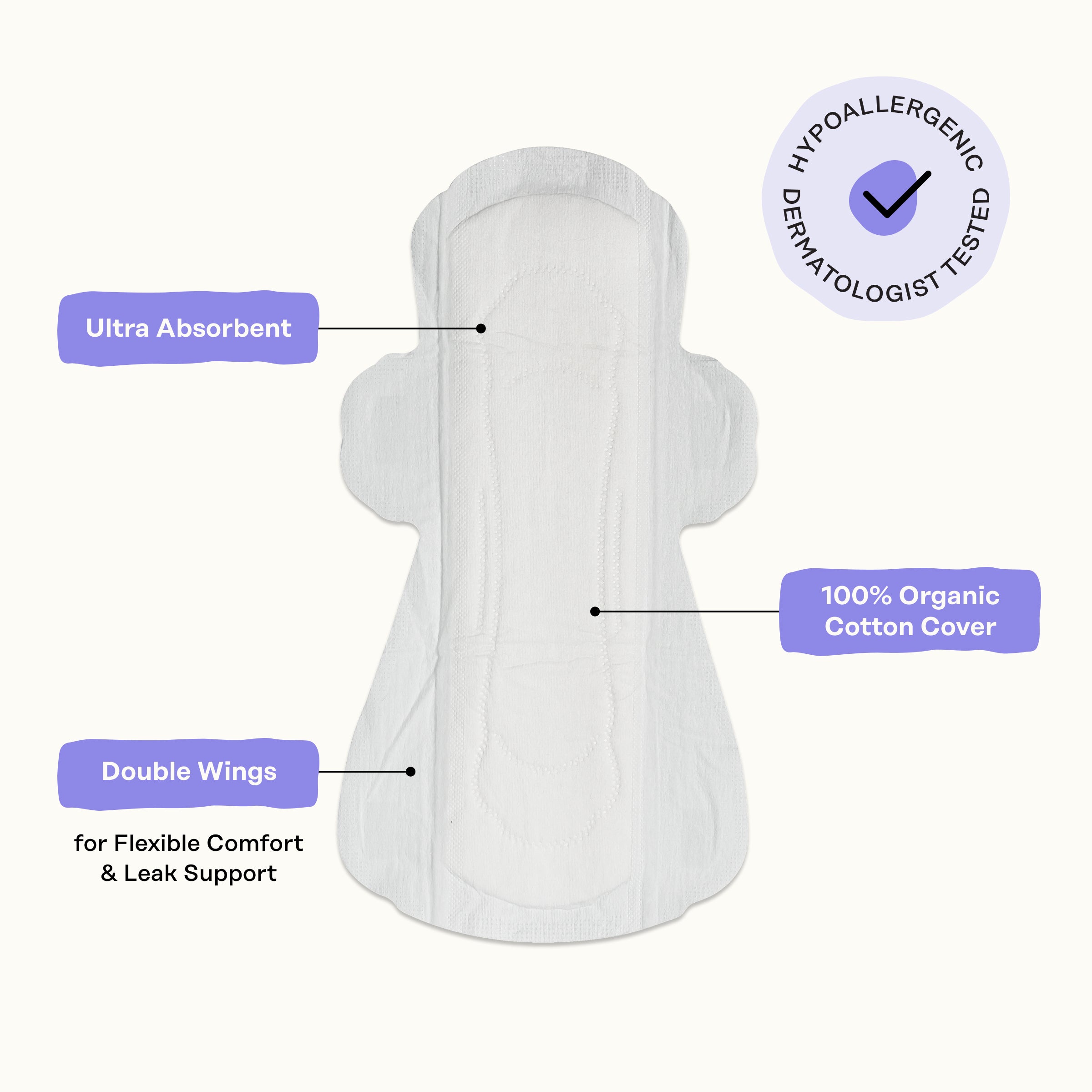 Organic Cotton Cover Calming Herbal Infusion Super Pads With Wings