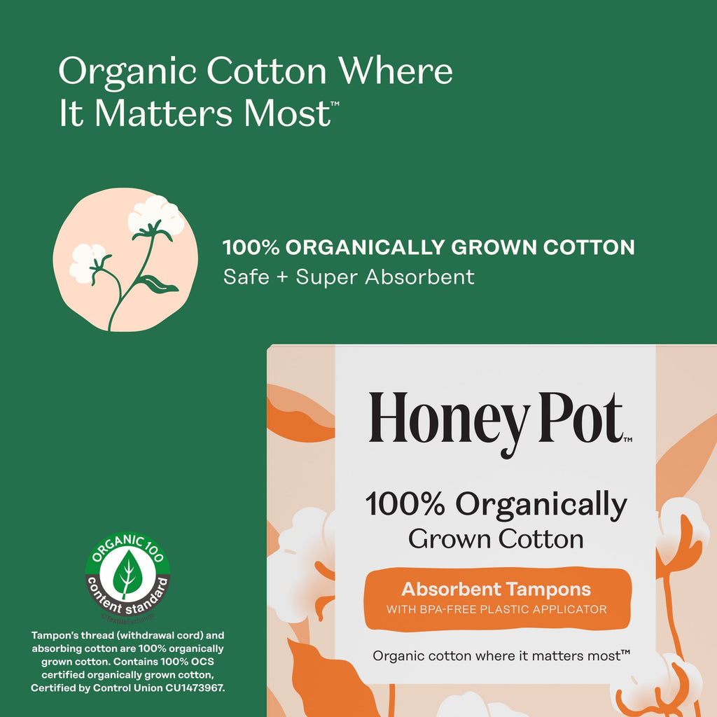 Super 100% Organically Grown Cotton BPA Free Plastic Applicator Tampons