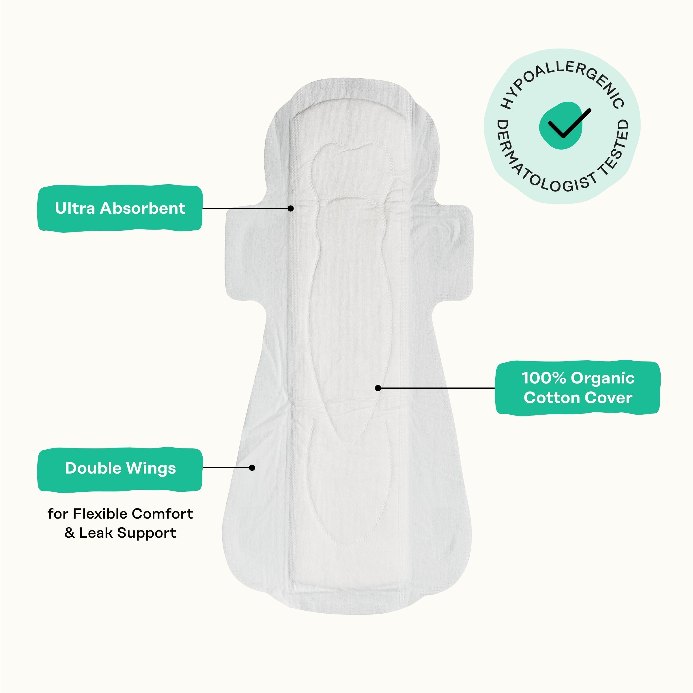 Organic Cotton Cover Cooling Herbal Infusion Overnight Pads