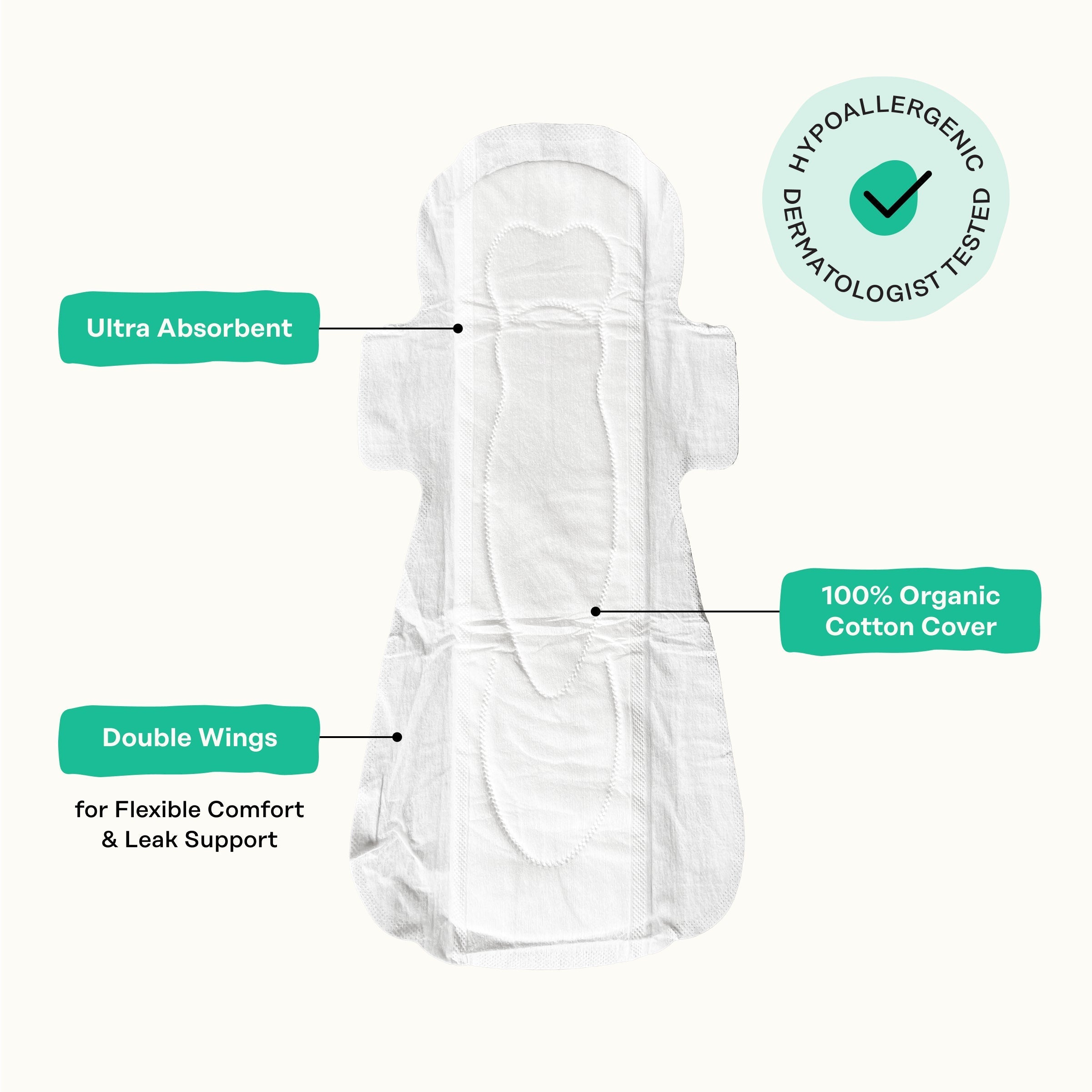 Organic Cotton Cover Cooling Herbal Infusion Heavy Flow Overnight Pads