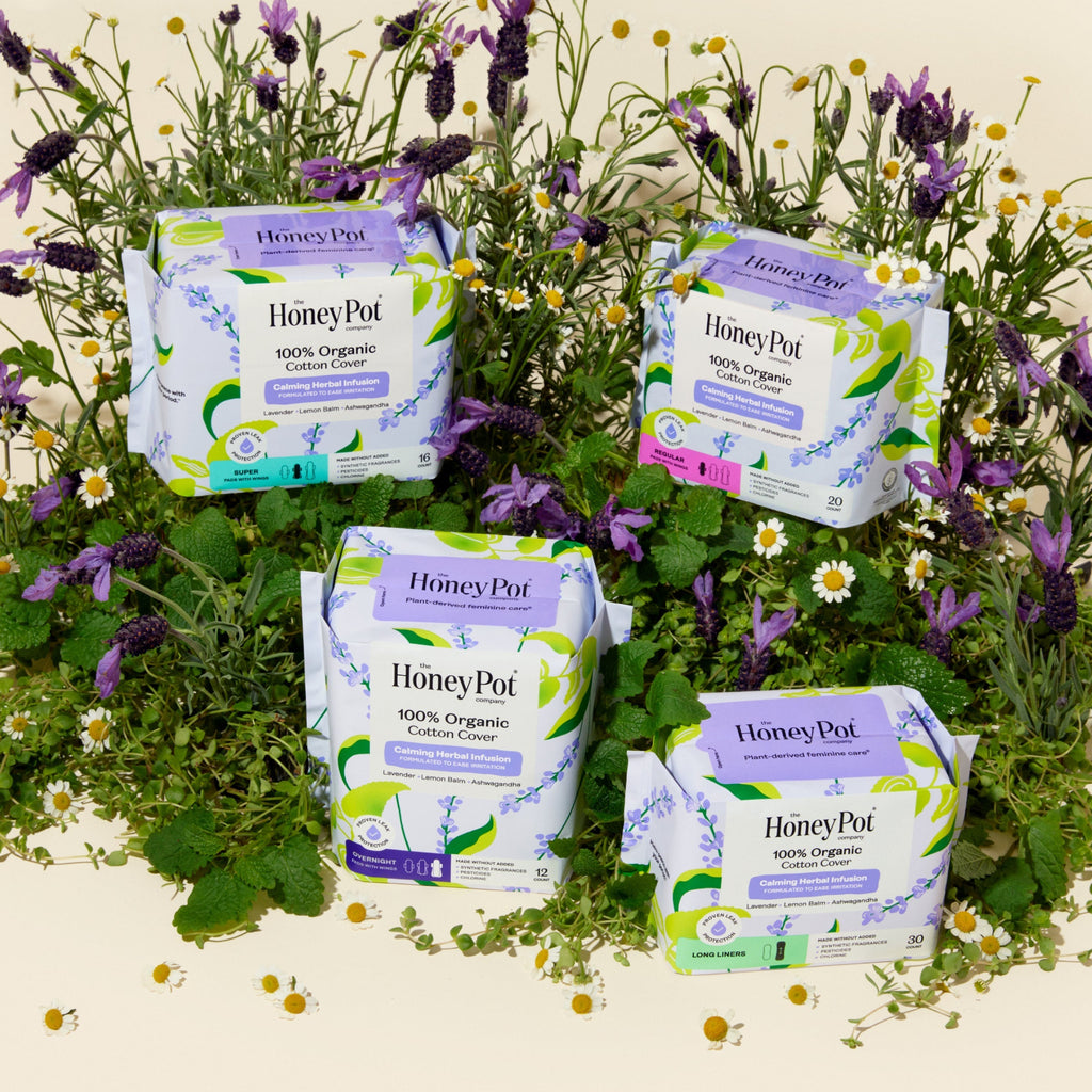 Organic Cotton Cover Calming Herbal Infusion Regular Pads With Wings