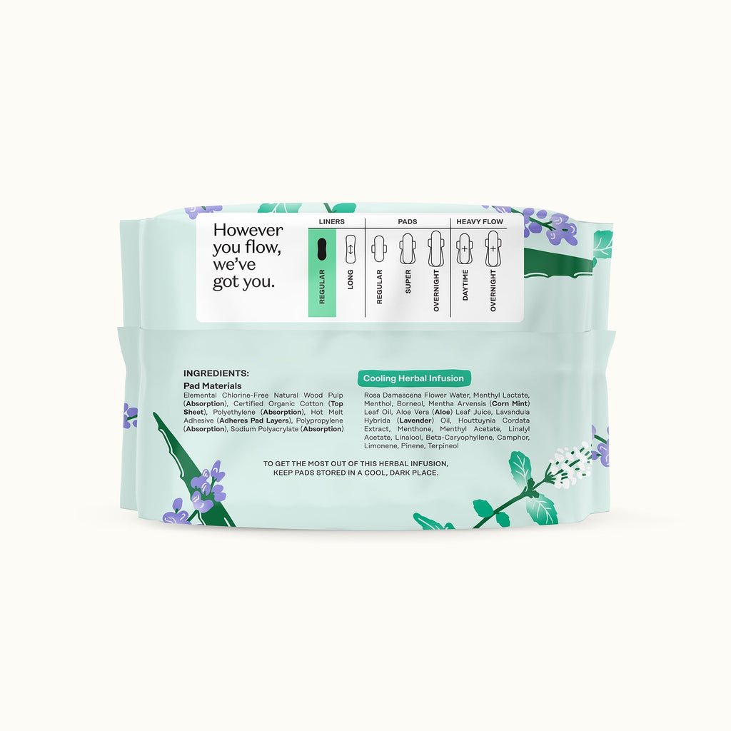Organic Cotton Cover Cooling Herbal Infusion Regular Liners